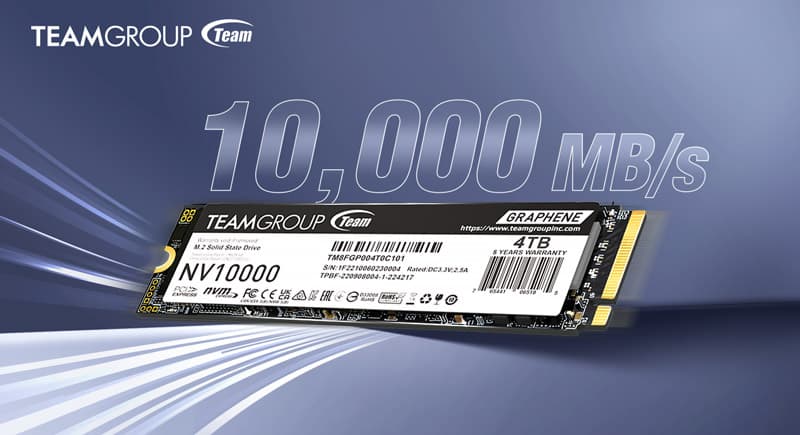 SSD PCIe 5.0 TEAMGROUP NV10000: hasta 10,000 MB/s en formato M.2
